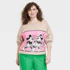 Women's Disney Plus Size Mickey And Minnie Graphic Sweatshirt - Tan