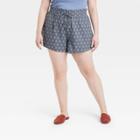 Women's Plus Size High-rise Pull-on Shorts - A New Day Blue Geometric