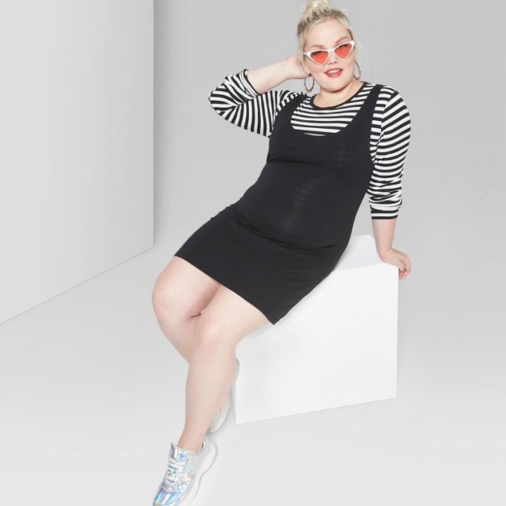 Women's Plus Size Sleeveless Knit Tank Dress - Wild Fable Black
