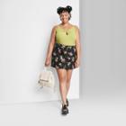 Women's Plus Size High-rise Cord Mini Skirt - Wild Fable Black