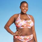 Juniors' Plus Size Ribbed Halter Bralette Bikini Top - Xhilaration Multi Floral