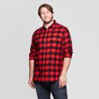 Men's Plaid Big & Tall Long Sleeve 2-pocket Flannel Button-down Shirt - Goodfellow & Co Red Velvet
