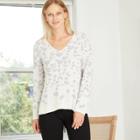 Women's Leopard Print V-neck Pullover Sweater - Knox Rose White