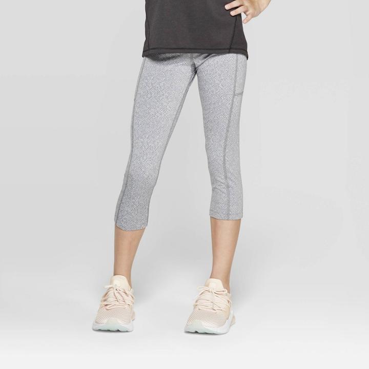 Girls' Premium Performance Capri Leggings With Pockets - C9 Champion Gray