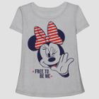 Petitegirls' Disney Minnie Mouse 'free To Be Me' Americana Short Sleeve T-shirt - Gray