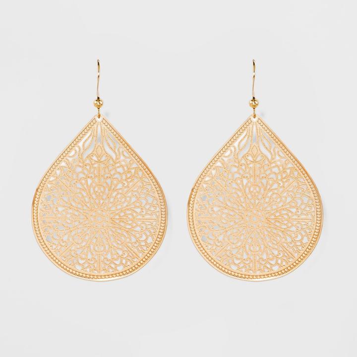 Target Women's Fashion Earring Filigree - A New Day Gold, Bright Gold