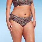 Women's Adjustable Coverage High Leg Bikini Bottom - Wild Fable Multi Floral Print 1x, Black/pink/green