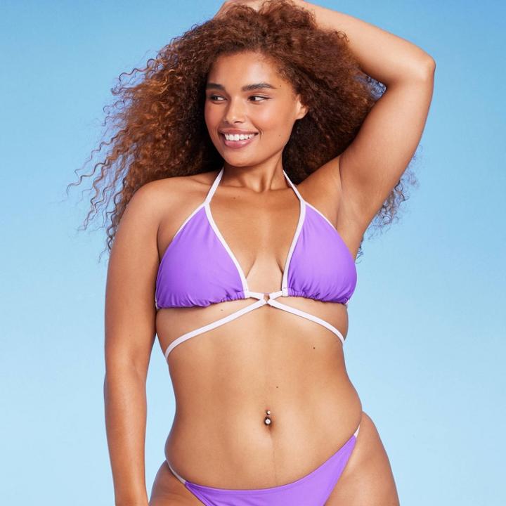Women's Strappy Ring Front Triangle Bikini Top - Wild Fable Purple