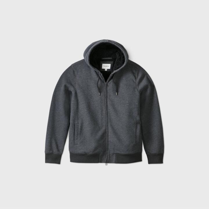 Men's Tall Fullzip Sherpa Lined Hooded Fleece Jacket - Goodfellow & Co Charcoal Heather