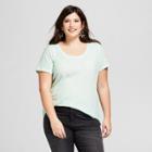 Women's Plus Size Scoop Neck Short Sleeve T-shirt - Ava & Viv Green