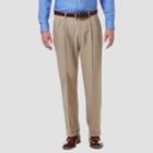 Haggar Men's Premium Comfort 4-way Stretch Classic Pleated Dress Pants - Medium Khaki 36x34,