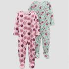 Baby Girls' 2pk Floral Hedgehog Footed Pajama - Just One You Made By Carter's Pink