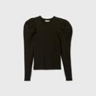 Women's Crewneck Volume Sleeve Pullover Sweater - Prologue Black