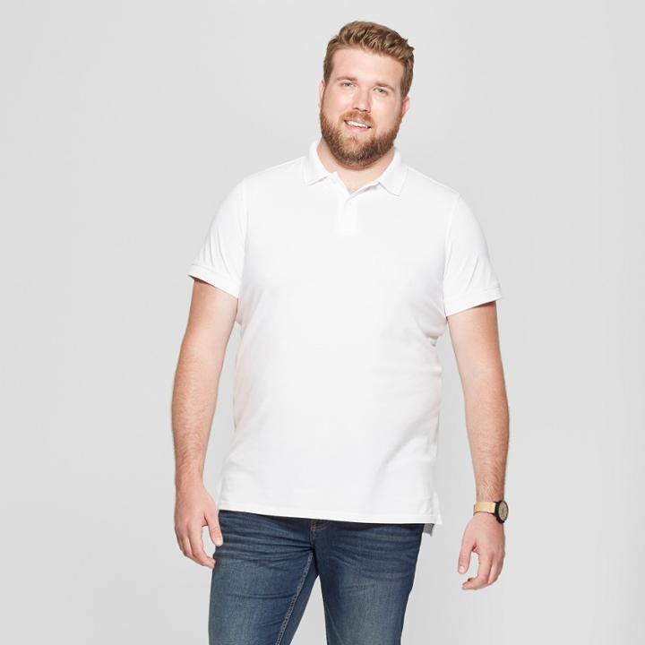 Men's Tall Short Sleeve Loring Polo T-shirts - Goodfellow & Co True White Opaque