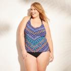 Aqua Green Swimwear Tops Adult Female Tankini Tops Tribal Design Multi-colored 18w, Women's,