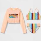 Girls' 'lines In The Sand' 3pc Rash Guard Set - Cat & Jack Orange