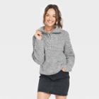 Women's Mock Turtleneck Quarter Zip Pullover Sweater - Universal Thread Gray