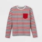Boys' Striped Long Sleeve T-shirt - Cat & Jack Bright Red/gray