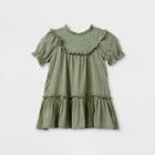 Toddler Girls' Embroidered Short Sleeve Dress - Cat & Jack Army Green