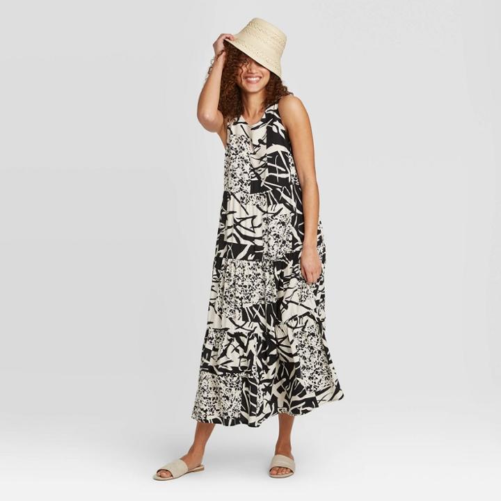 Women's Sleeveless Tiered Dress - A New Day Black