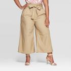 Women's Plus Size Mid-rise Tie Front Cropped Wide Leg Pants - Who What Wear Brown
