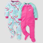 Gerber Baby Girls' Rainbow Blanket Sleeper Footed Pajama - Pink/blue