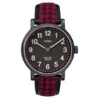 Timex Originals Watch With Houndstooth Strap - Black/red Tw2p989002b, Adult Unisex,