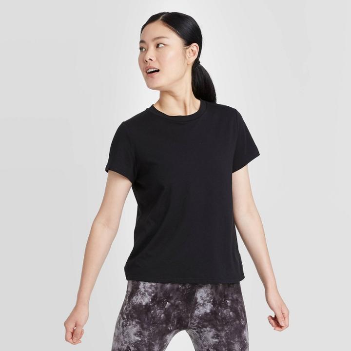 Women's Short Sleeve Cinch Back T-shirt - All In Motion Black