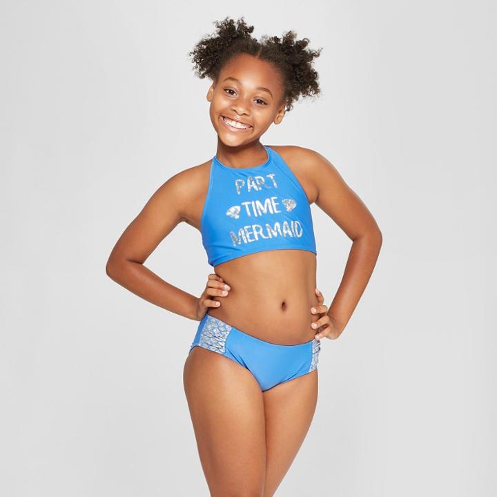 Girls' Part Time Mermaid Bikini Set - Cat & Jack Blue