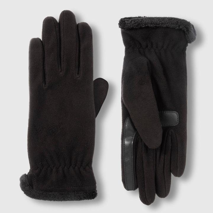 Isotoner Women's Smartdri Spandex/fleece Glove With Smartouch Technology - Black