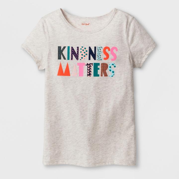 Girls' Adaptive Short Sleeve Kindness Matters Graphic T-shirt - Cat & Jack Brown