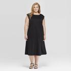 Women's Plus Size Sleeveless Scoop Neck Midi Dress - Prologue Black