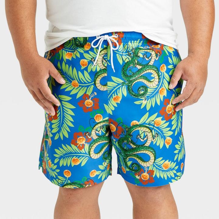 Men's Big & Tall Dragon Ball Z Print Swim Shorts - 4xl, One Color