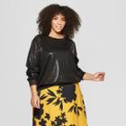 Women's Plus Size Long Sleeve Metallic Pullover - Who What Wear Black