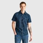 Men's United By Blue Natural Chambray Short Sleeve Button-down Shirt - Moonlit Ocean