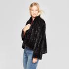 Women's Long Sleeve Faux Fur Fuzzy Jacket - Xhilaration Black
