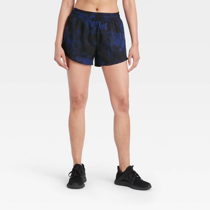 Women's Tie-dye Mid-rise Run Shorts 3 - All In Motion Sapphire Xs, Blue/damask Print