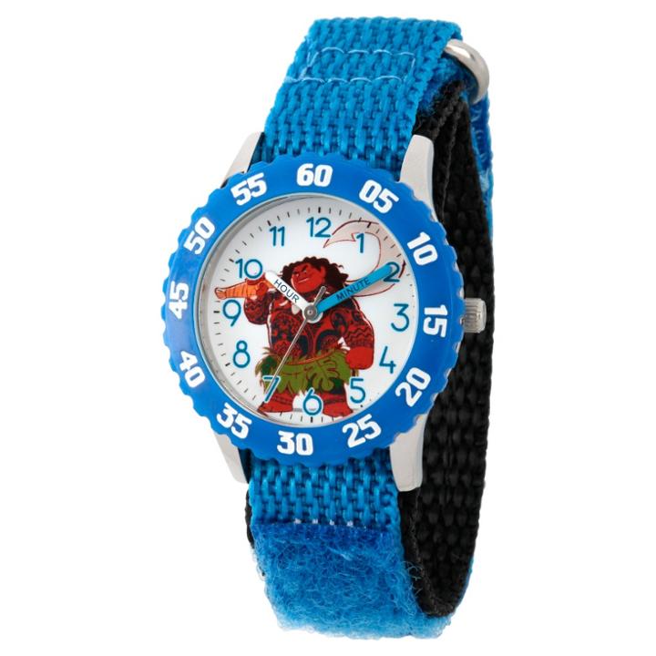 Boys' Disney Moana, Maui Stainless Steel Time Teacher Watch - Blue, Boy's