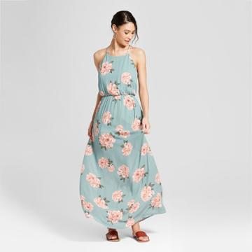 Women's Floral Print Keyhole Maxi Dress - Le Kate (juniors') Teal
