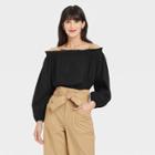 Women's Long Sleeve Off The Shoulder Top - A New Day Black