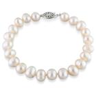 Target 8mm Freshwater Cultured Pearl Strung Bracelet With Fisheye Clasp In Sterling Silver