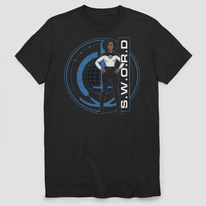 Men's Marvel Wandavision Sword Wanda And Logo Short Sleeve Graphic T-shirt - Black