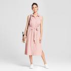 Women's Striped Button-up Back Slit Midi Dress - Mossimo Rust Orange Xxl, Orange/red