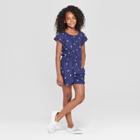 Girls' Short Sleeve Polka Dot Romper - Cat & Jack Navy