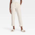 Women's High-rise Slim Straight Leg Pintuck Ankle Pants - A New Day Cream