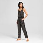 Eclair Women's Polka Dot Sleeveless Jumpsuit With Tuxedo Stripe - Clair Black/white