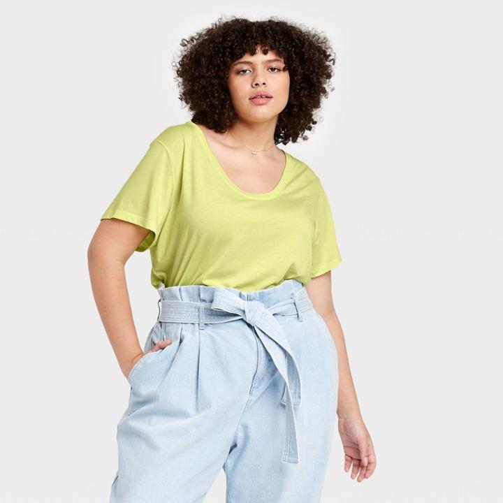 Women's Plus Size Short Sleeve Scoop Neck T-shirt - A New Day