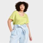 Women's Plus Size Short Sleeve Scoop Neck T-shirt - A New Day
