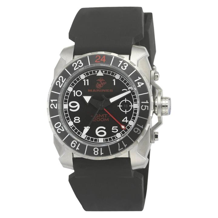 Men's' Wrist Armor U.s. Marine Corps C3 Swiss Quartz Gmt Watch - Black,