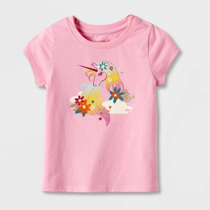 Toddler Girls' Rainbow Unicorn Short Sleeve Graphic T-shirt - Cat & Jack Pink
